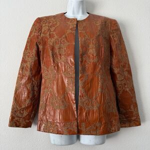 Lourdes Chavez Haute Couture Silk Waxed Cocktail Jacket Embroidered Paisley S/M